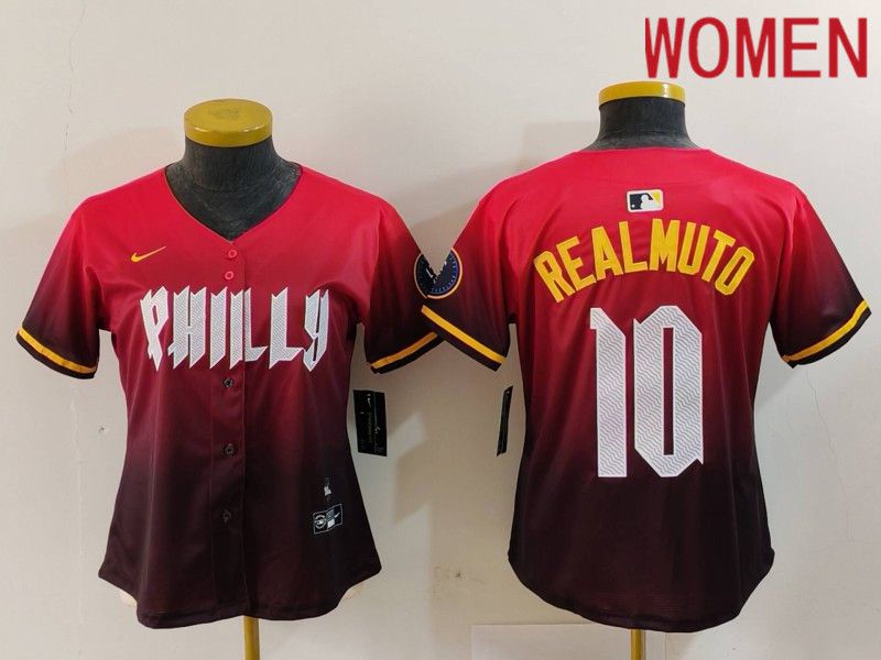 Women Philadelphia Phillies 10 Realmuto Red City Edition 2024 Nike MLB Jersey style 1